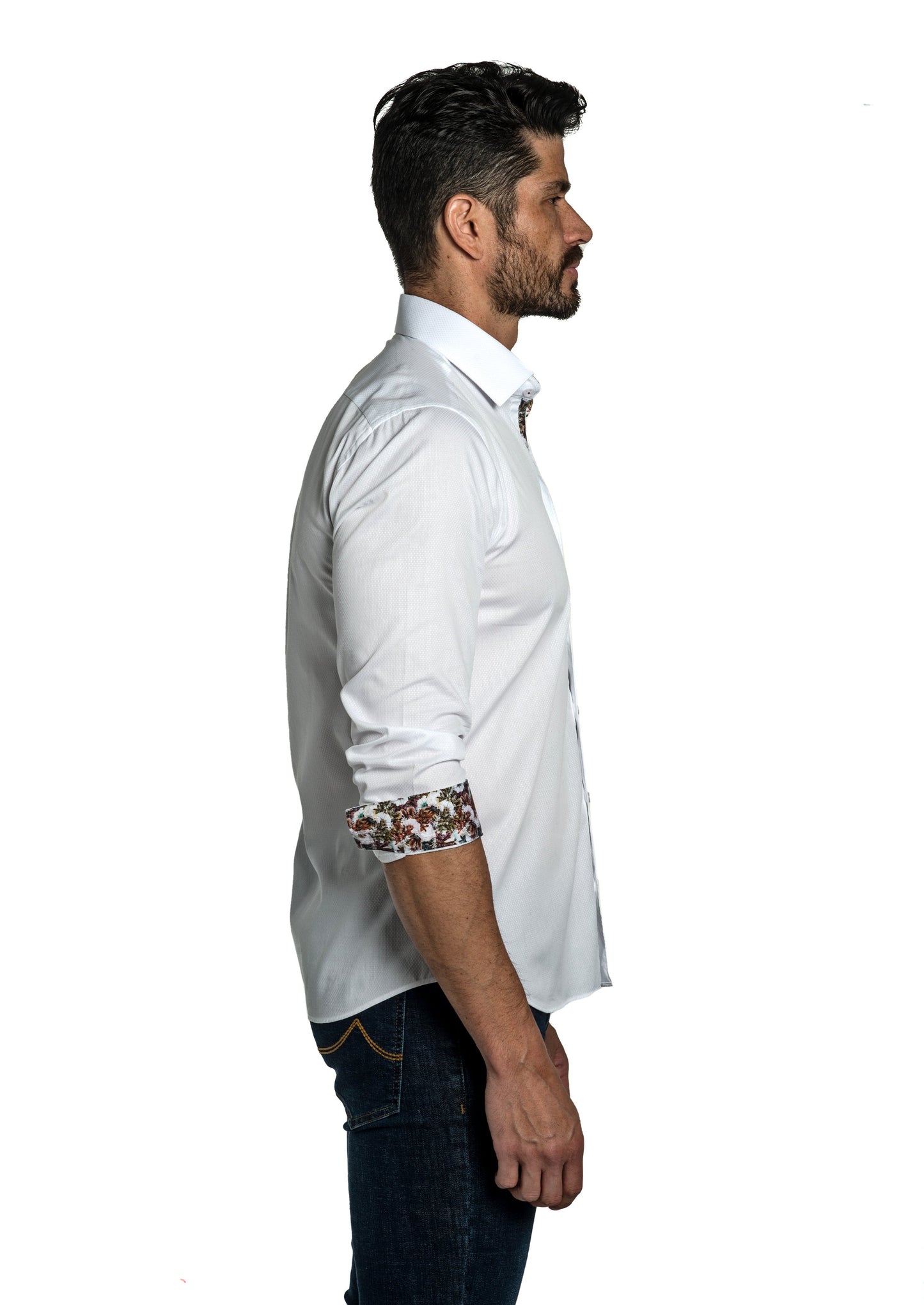White Long Sleeve Shirt T-6782 Side
