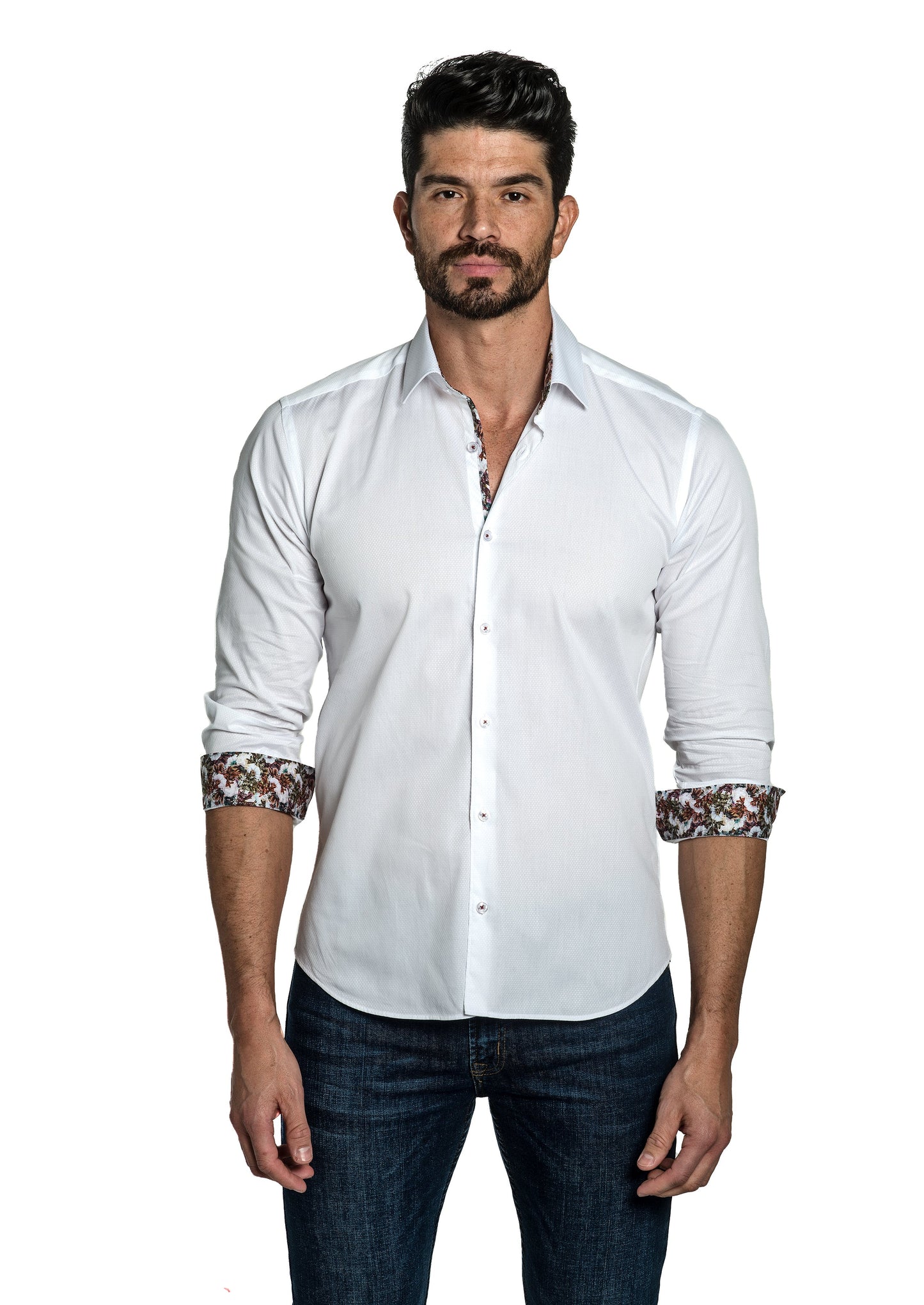 White Long Sleeve Shirt T-6782 Front