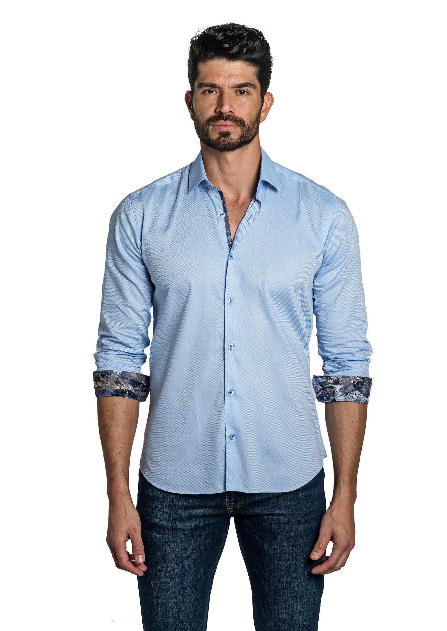 Blue Long Sleeve Shirt T-6784 Front