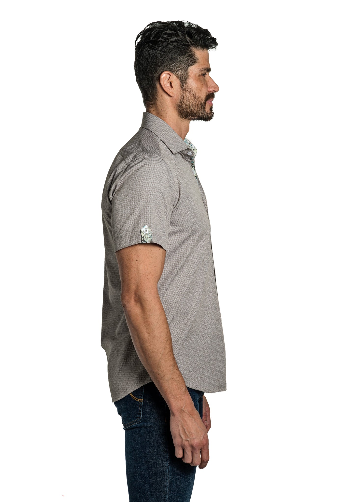Brown Short Sleeve Shirt T-6785SS Side