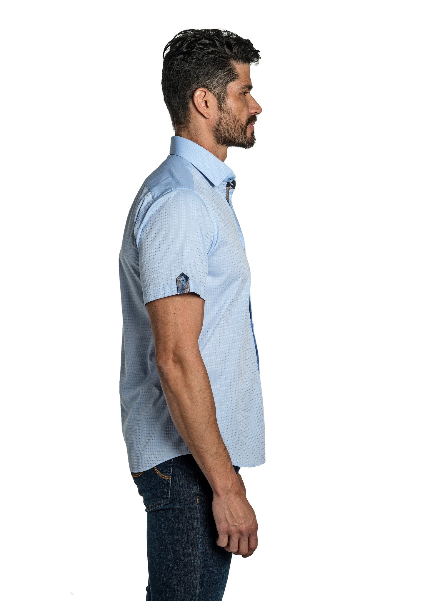 Light Blue Short Sleeve Shirt T-6786SS Side