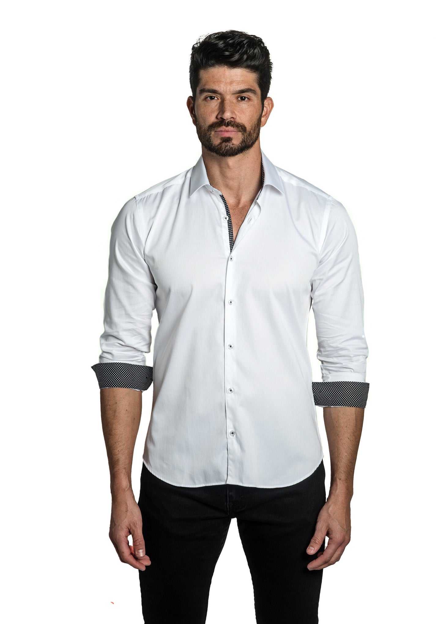 White Long Sleeve Shirt T-6788 Front