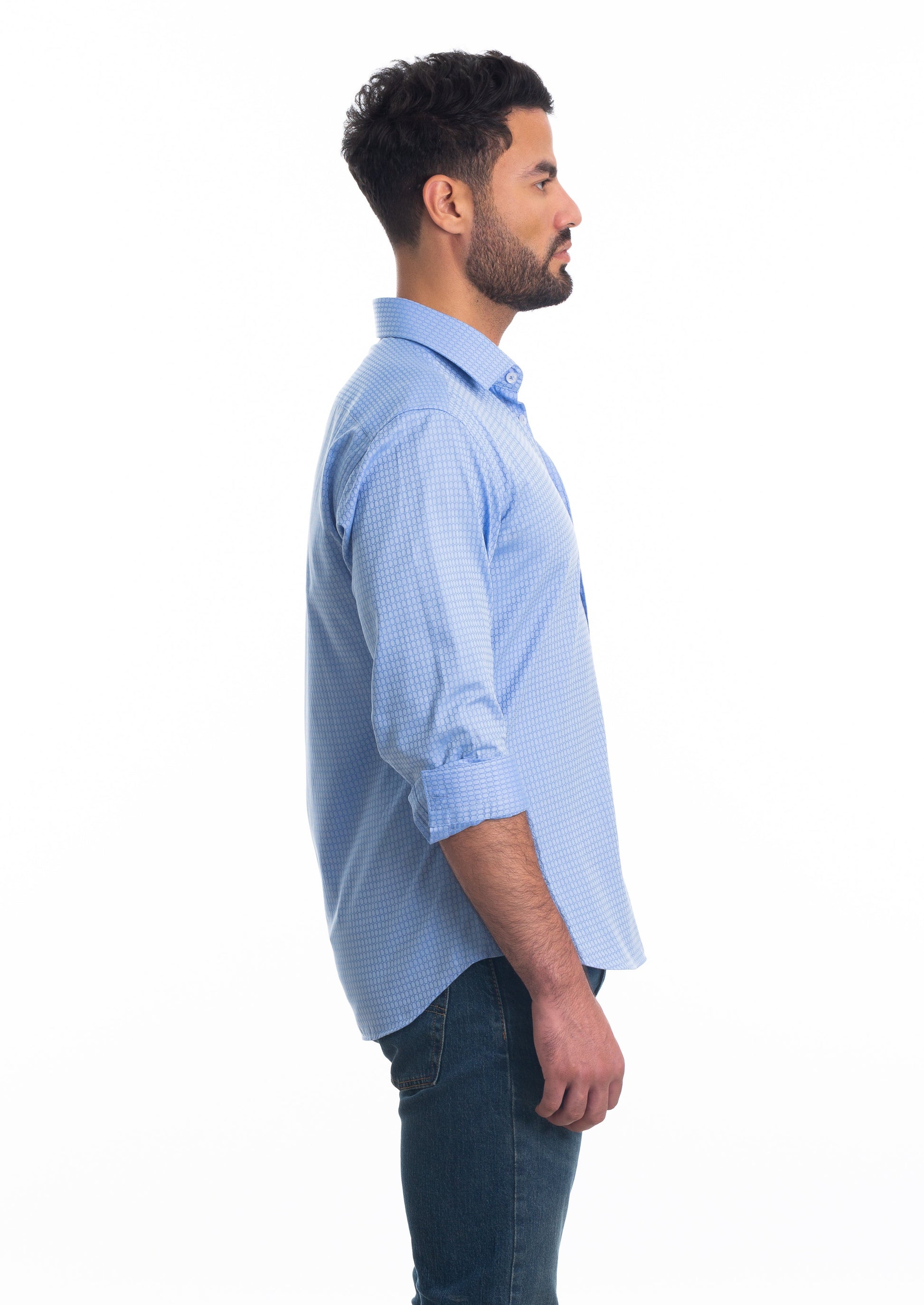 Blue Long Sleeve Shirt T-6801 Side