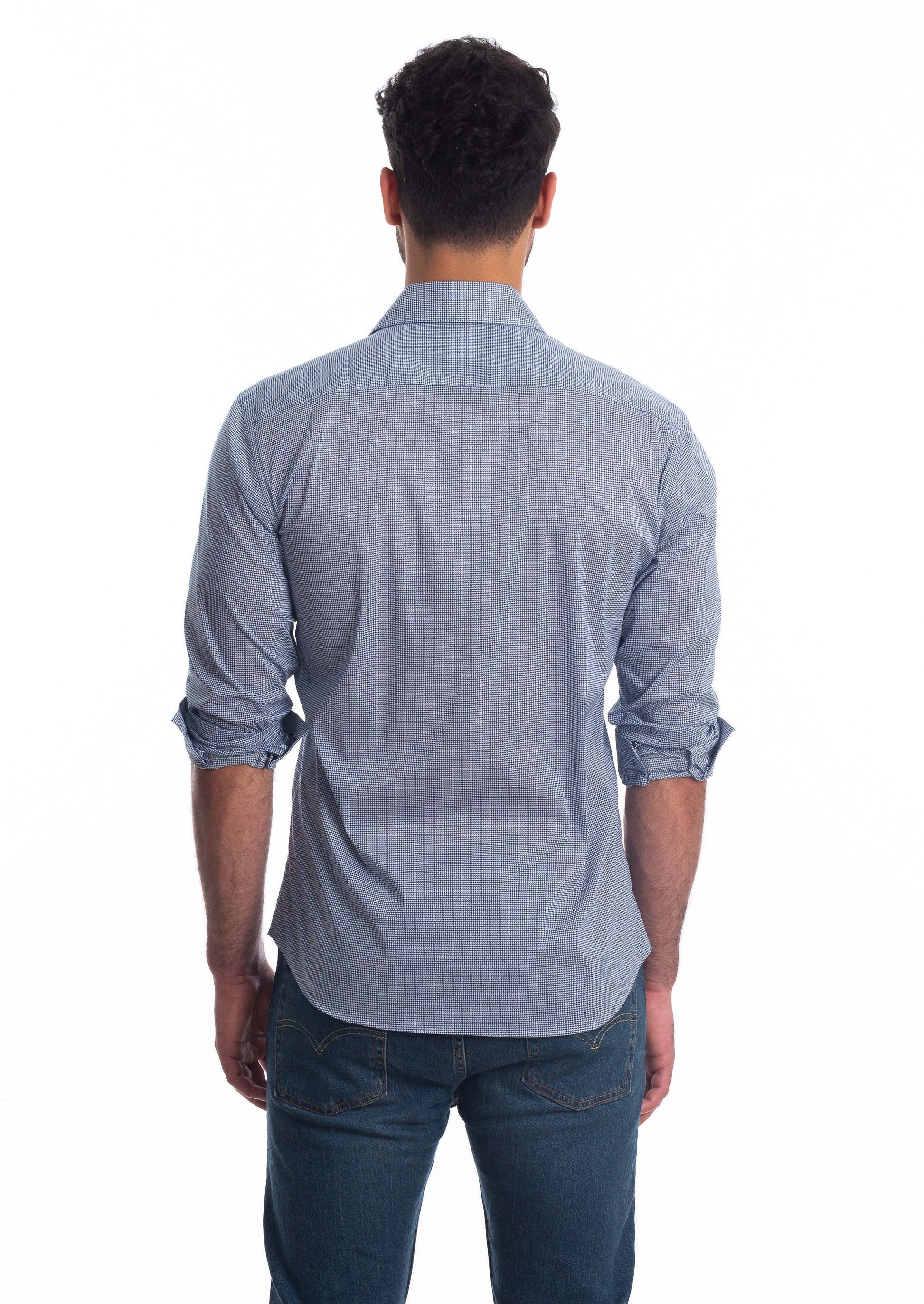 Navy Print Long Sleeve Shirt T-6802 Back