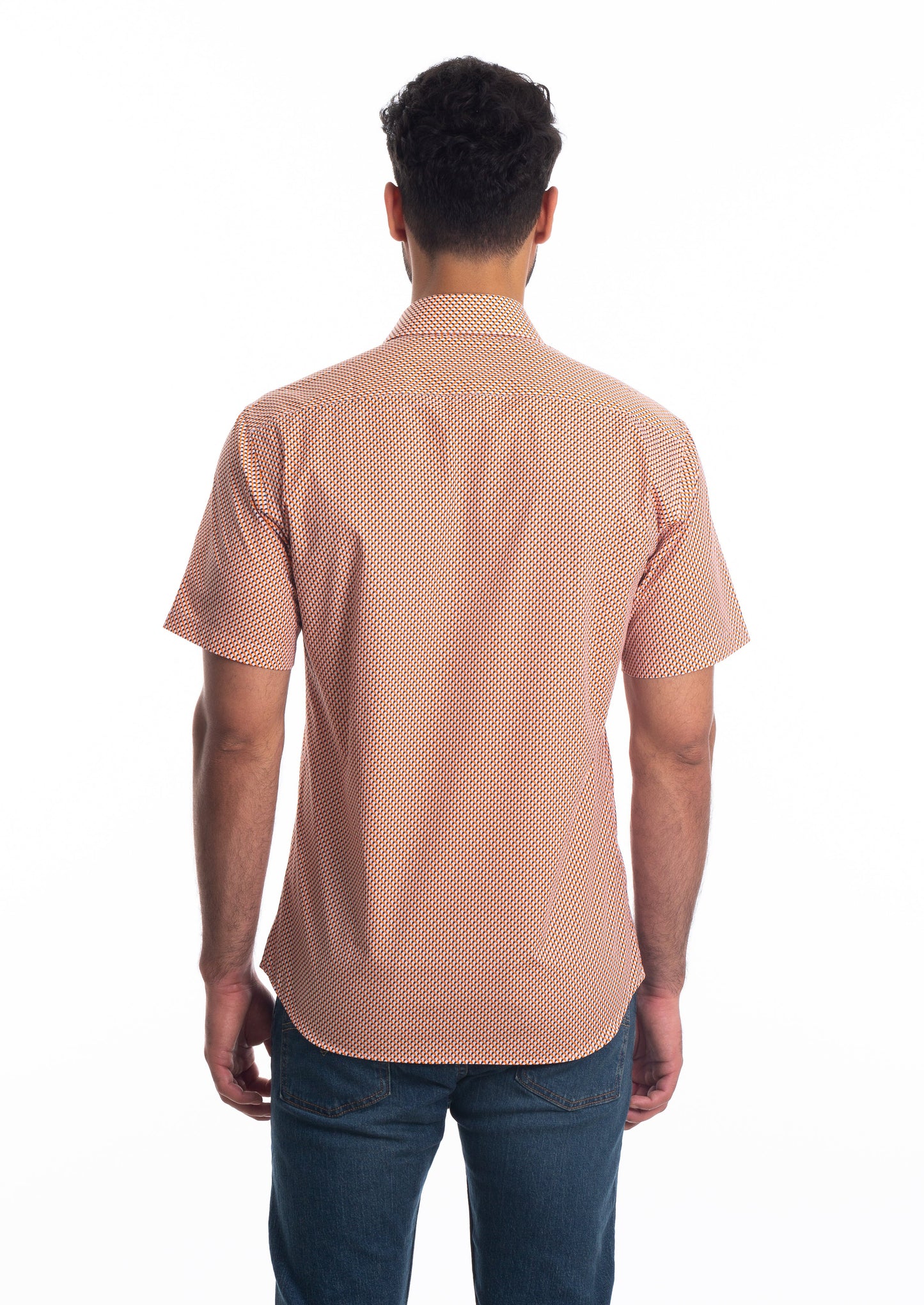 White + Orange Short Sleeve Shirt T-6805SS Back