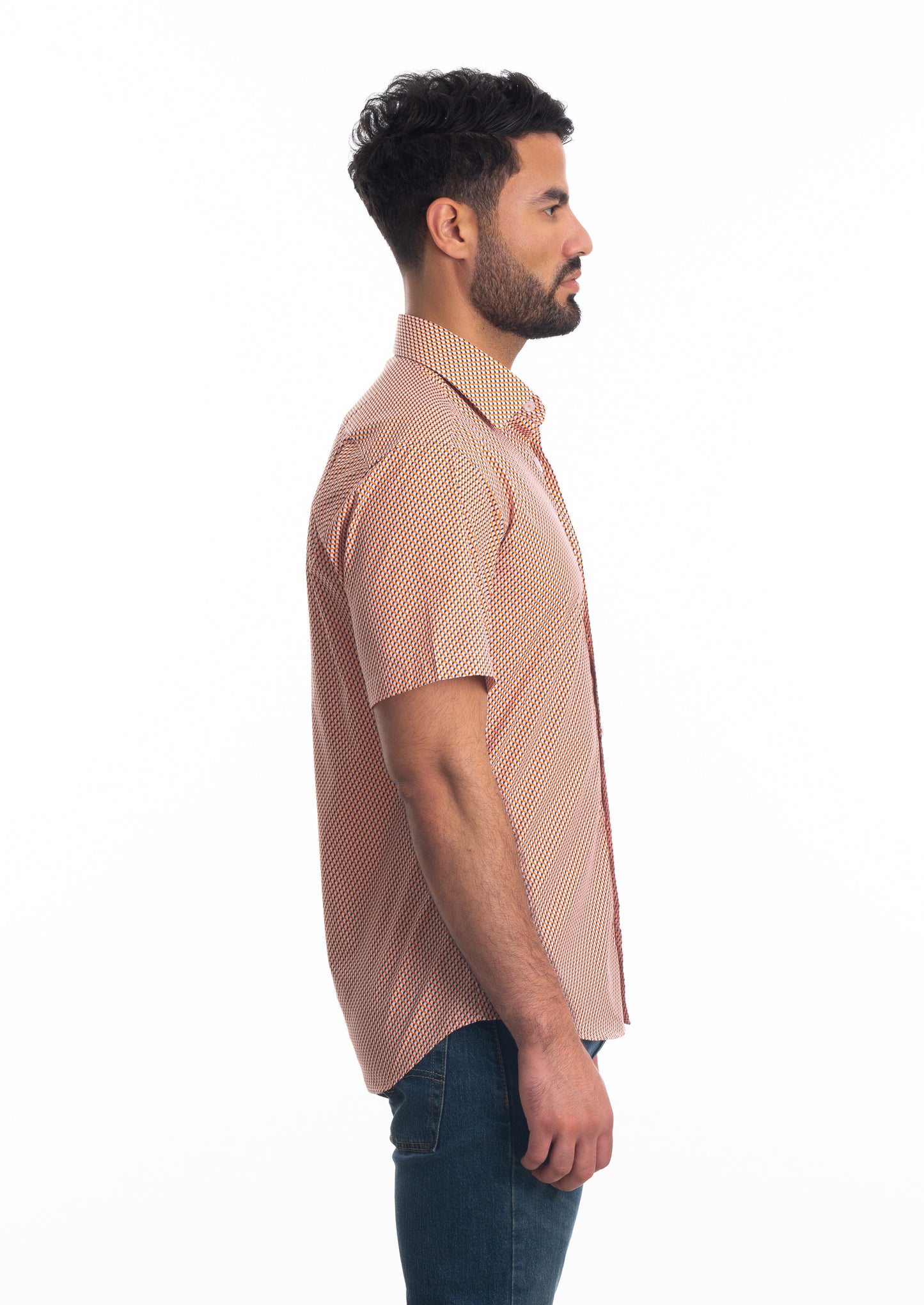 White + Orange Short Sleeve Shirt T-6805SS Side