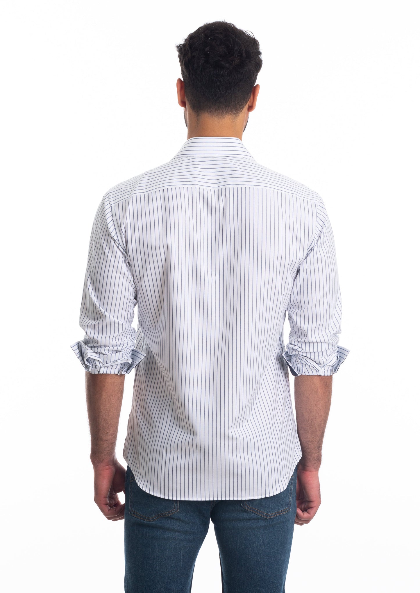 White Stripe Long Sleeve Shirt T-6813 Back