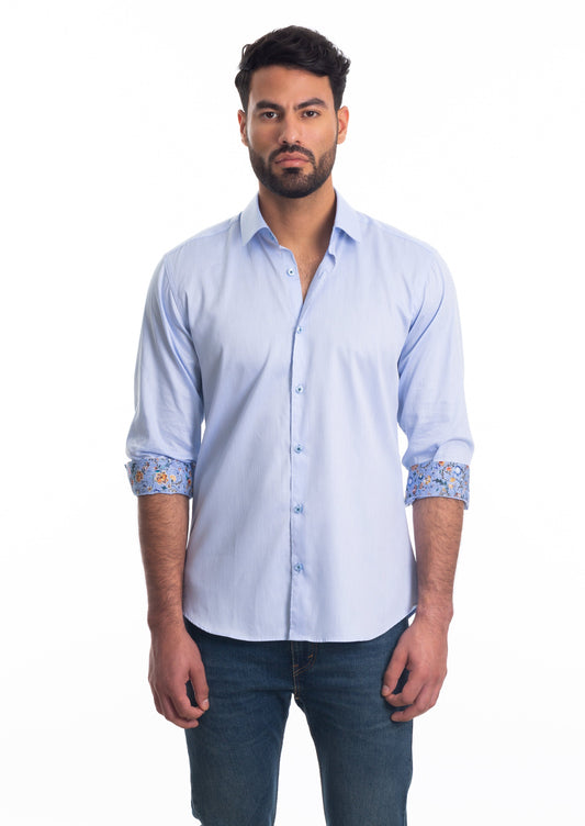 Blue Print Long Sleeve Shirt T-6815 Front