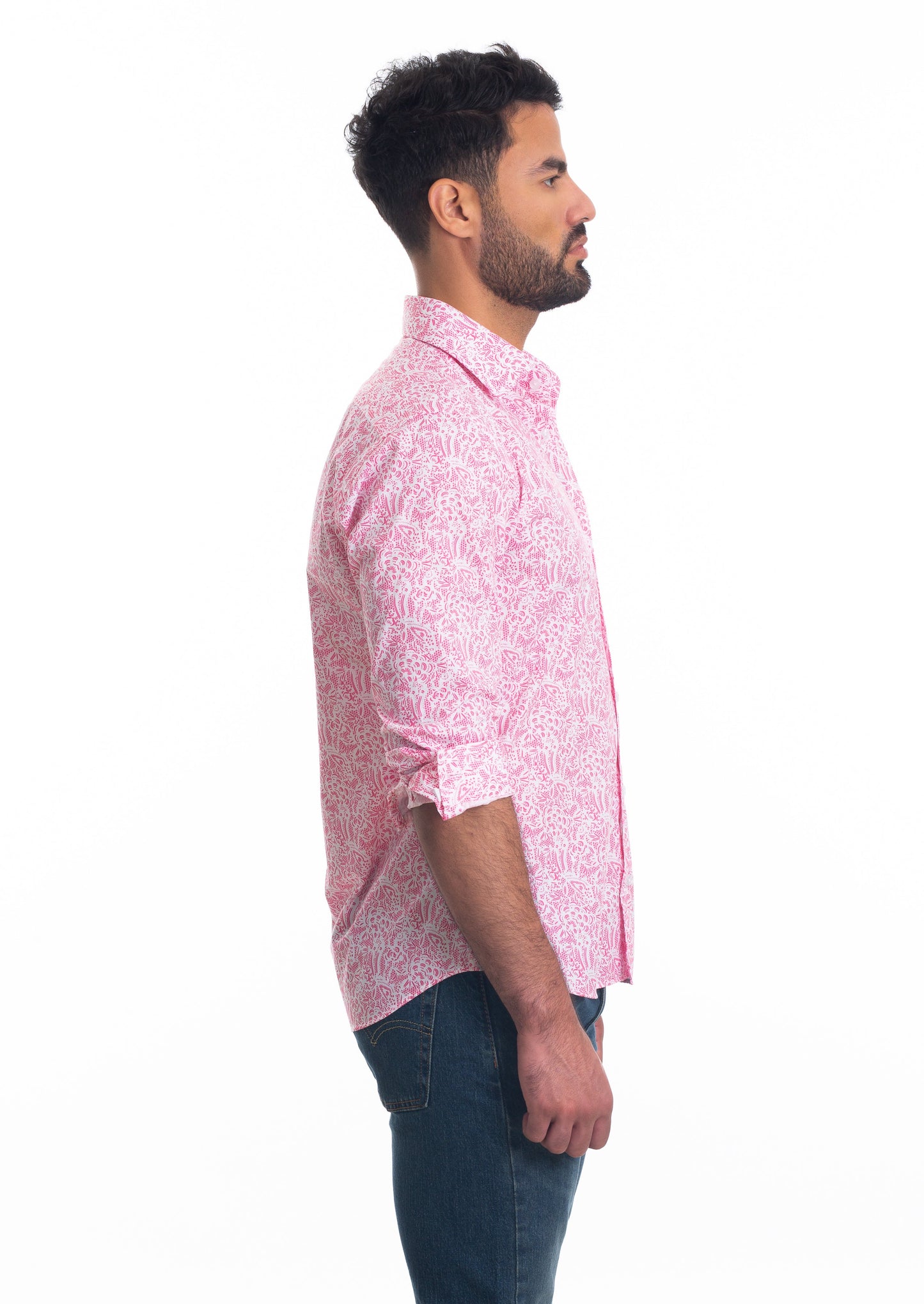 Pink Paisley Long Sleeve Shirt T-6816 Side