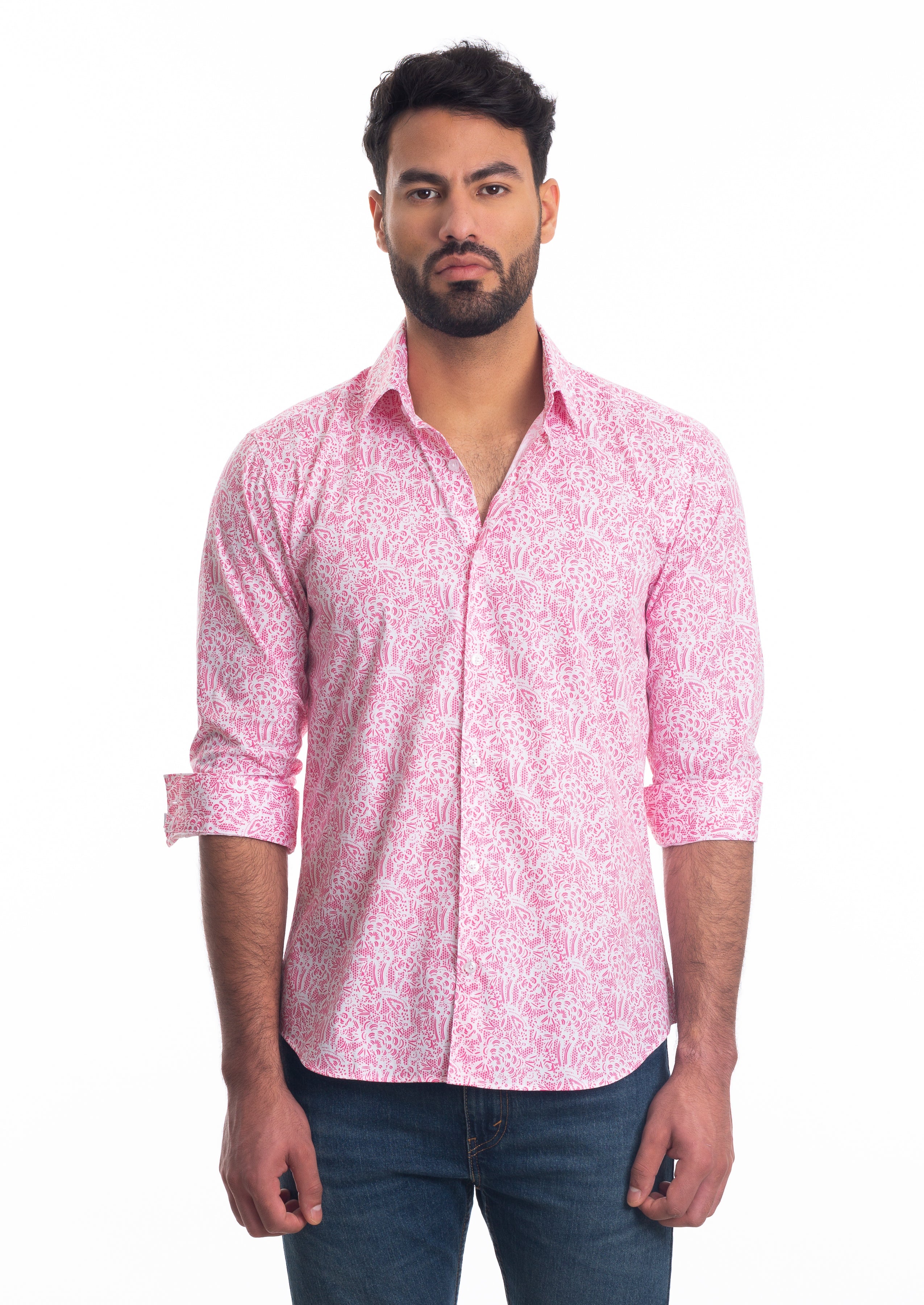 Jared Lang Pink Paisley Long Sleeve Shirt T-6816