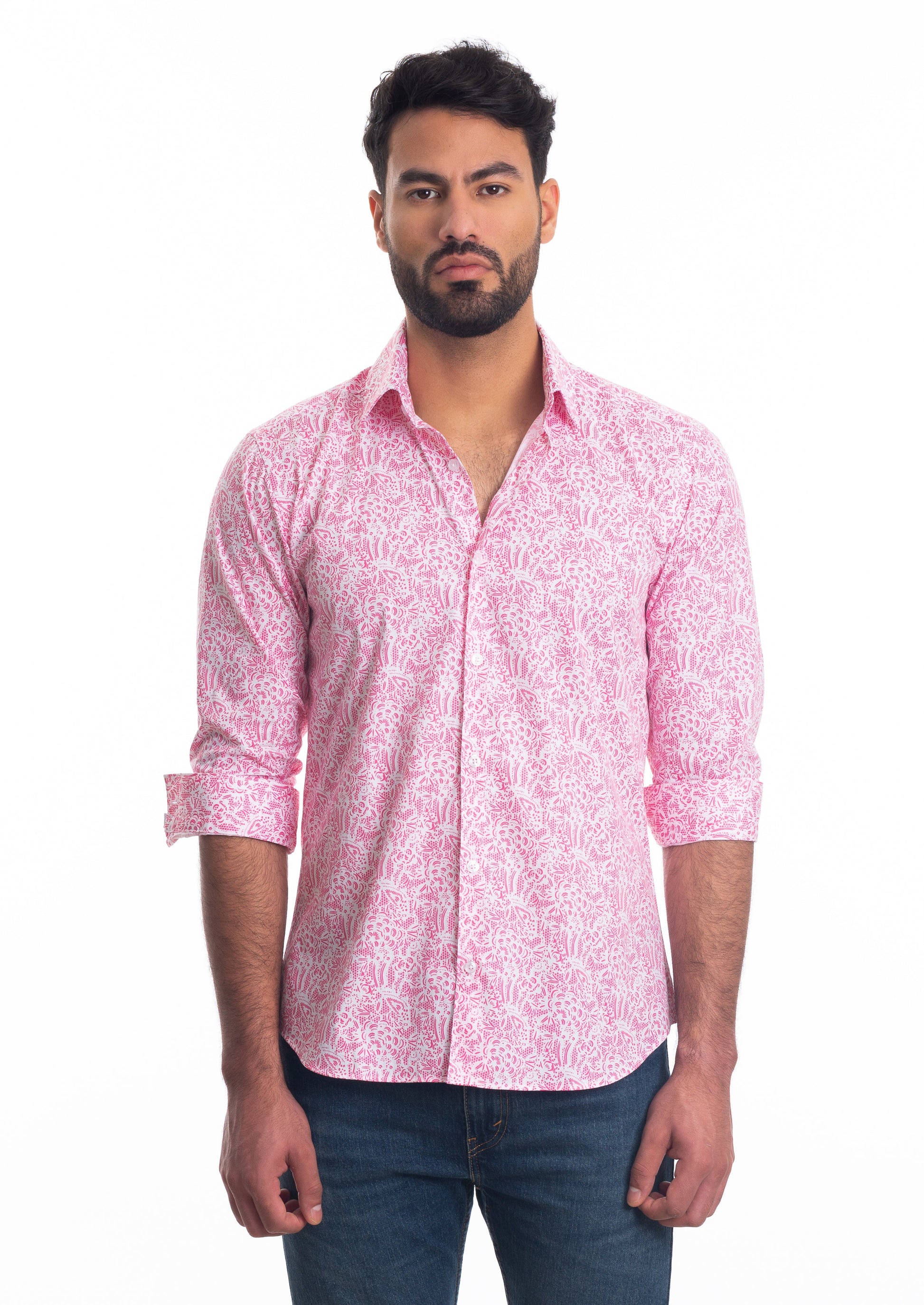 Pink Paisley Long Sleeve Shirt T-6816 Front
