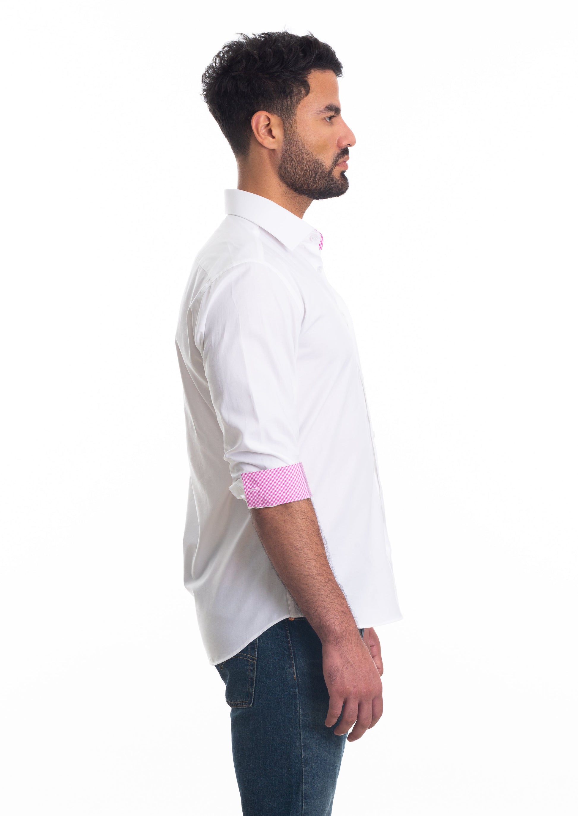 White Long Sleeve Shirt T-6817 Side