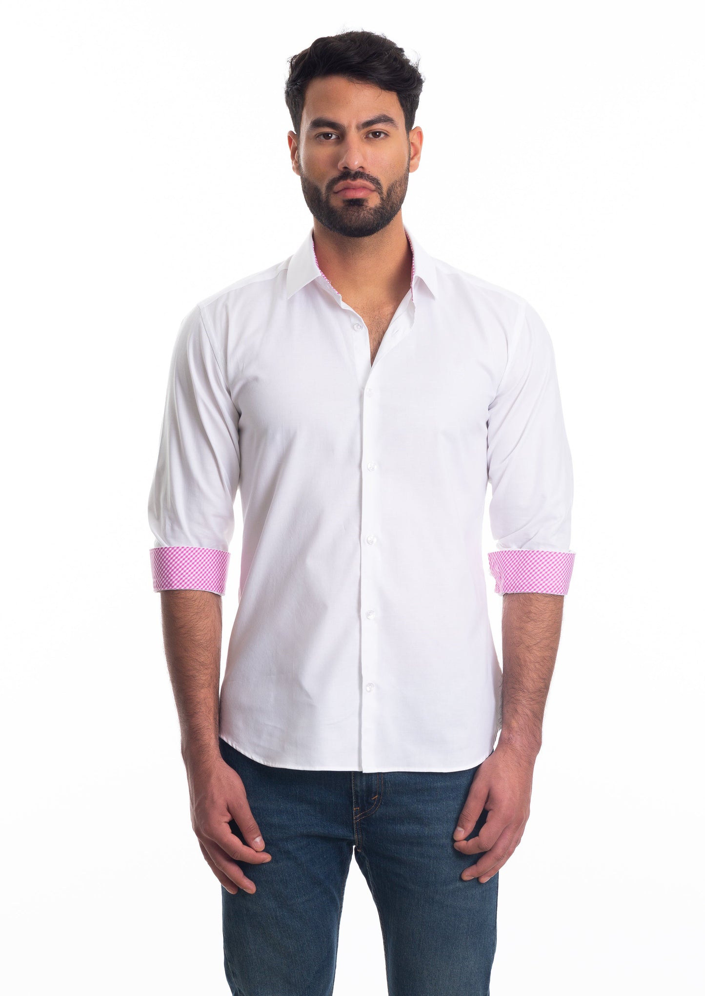 White Long Sleeve Shirt T-6817 Front