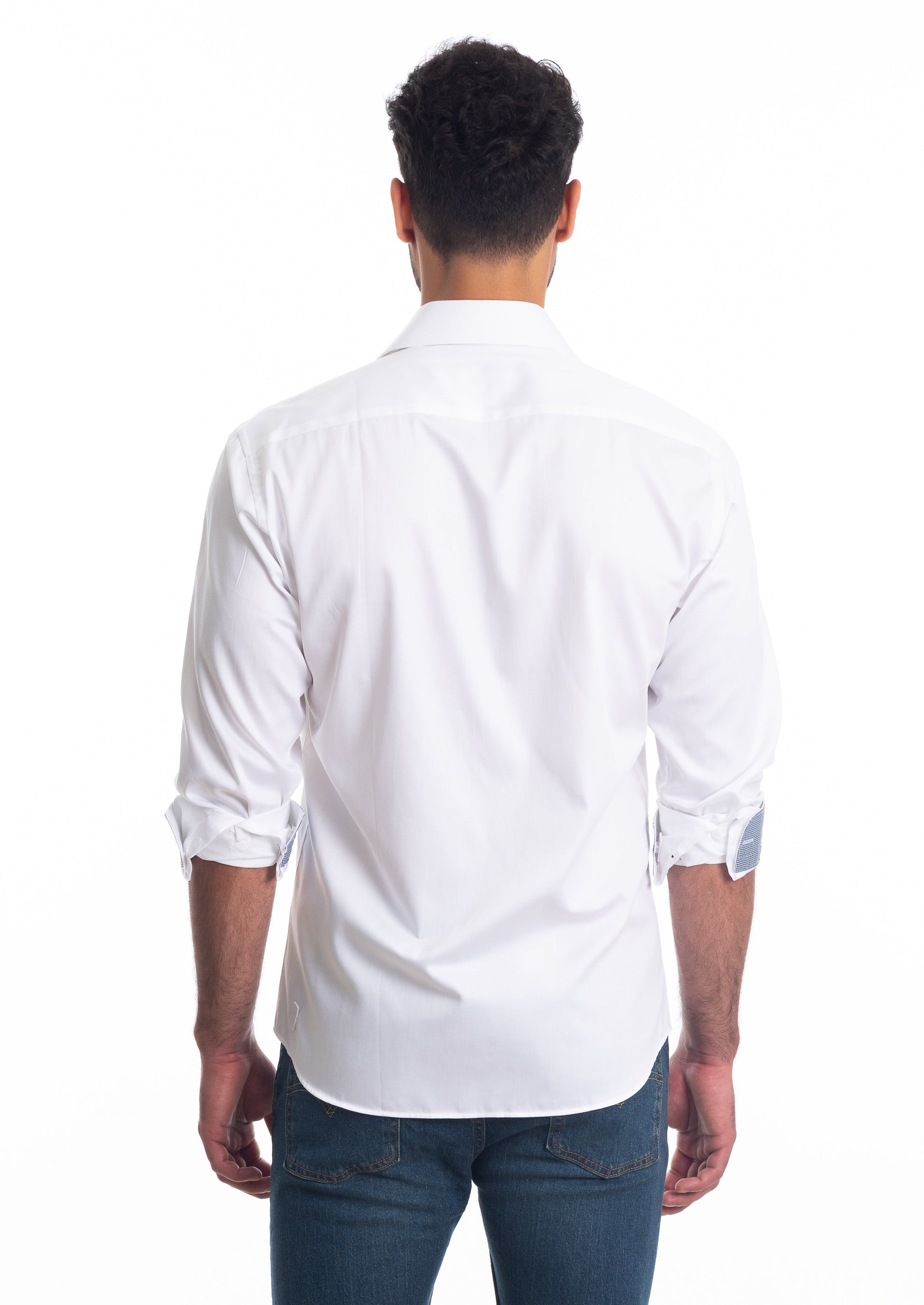 White Long Sleeve Shirt T-6819 Back