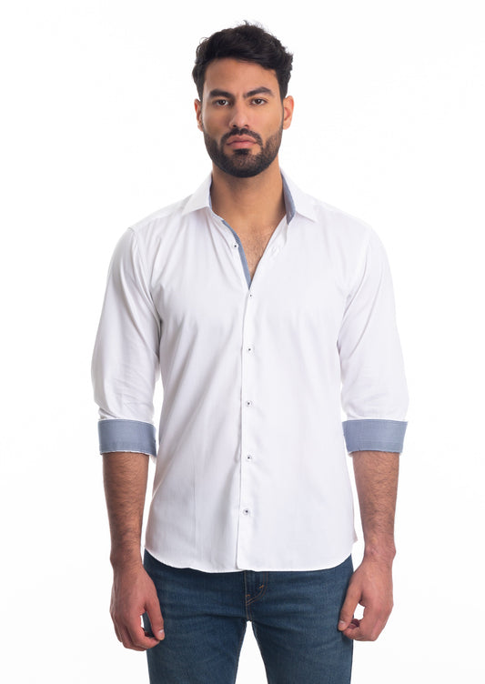 White Long Sleeve Shirt T-6819 Front