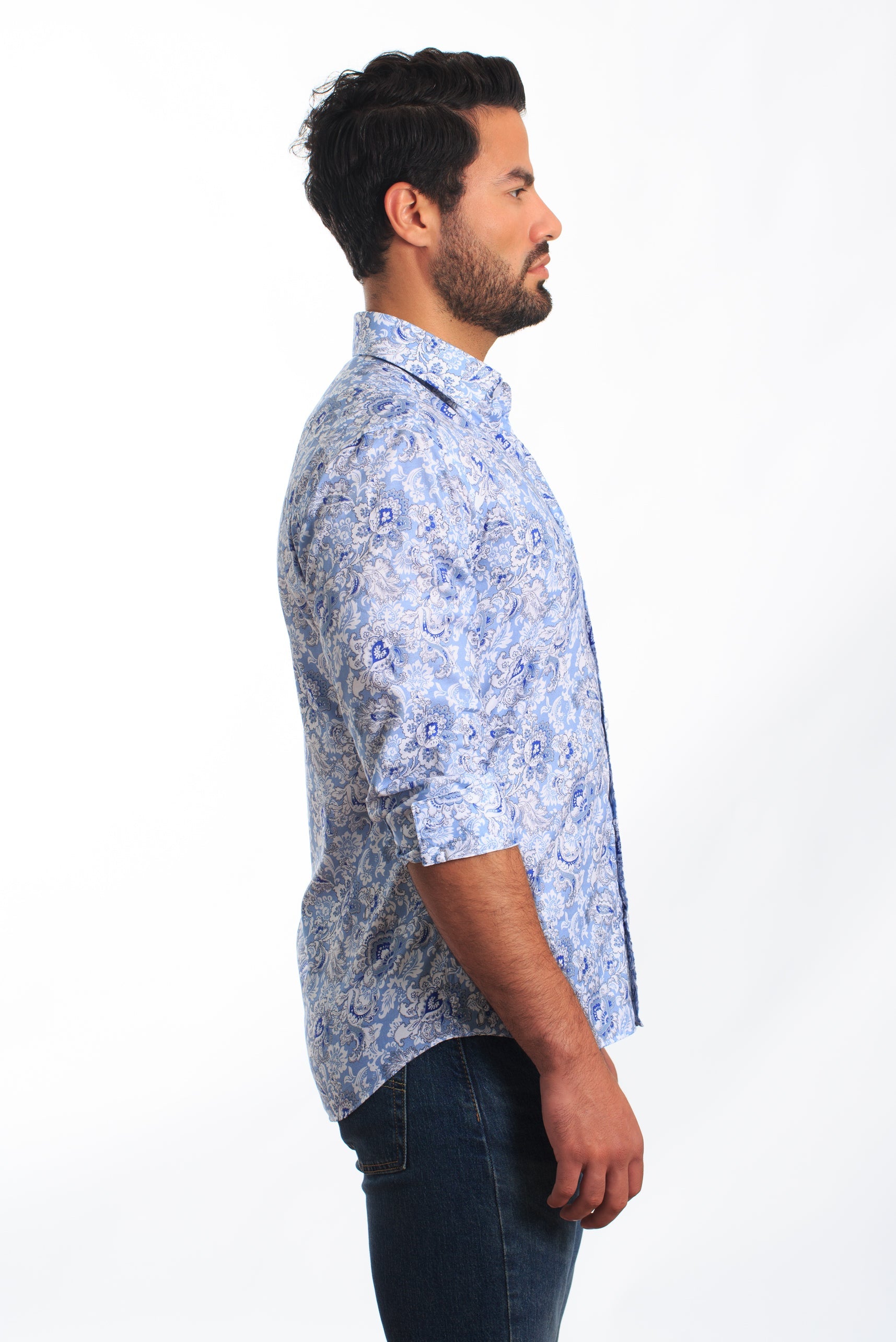 Pastel Blue Long Sleeve Shirt T-6832 Side