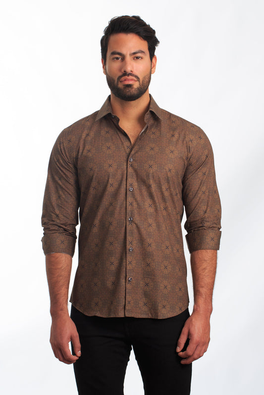 Bronze Long Sleeve Shirt T-6846 Front