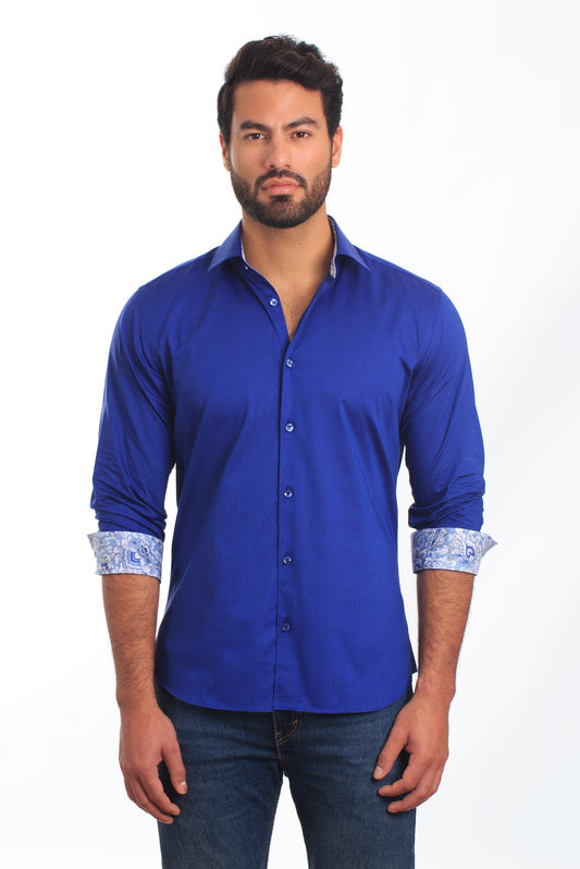 Navy Long Sleeve Shirt T-6850 Front
