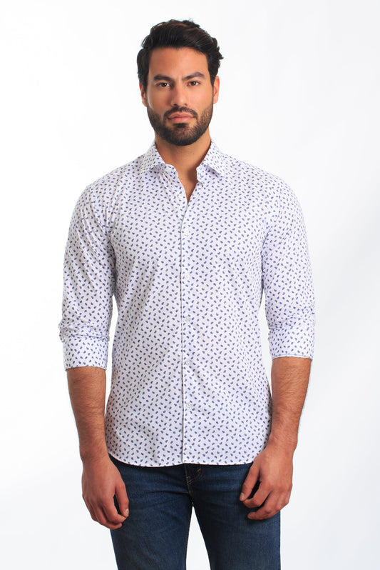 White Long Sleeve Shirt T-6851 Front