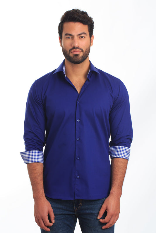 Blue Long Sleeve Shirt T-6861 Front
