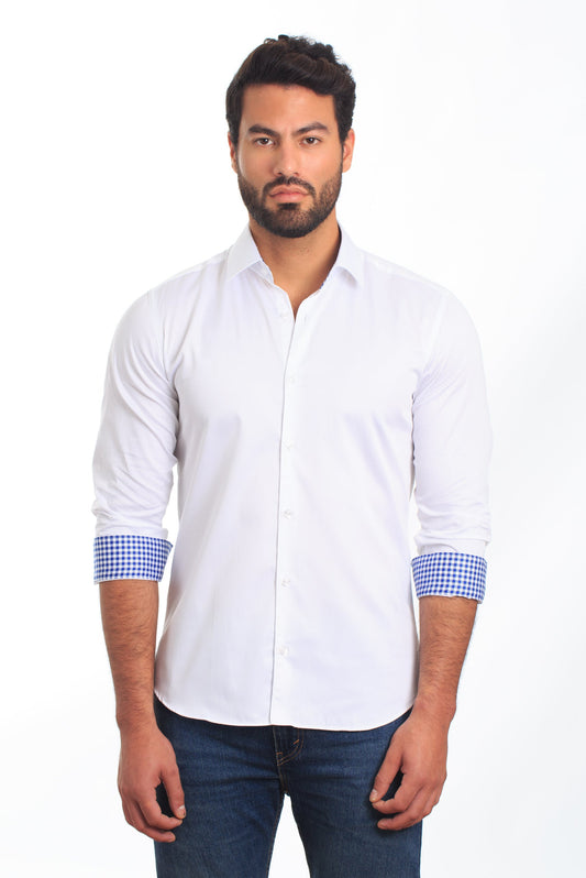 White Long Sleeve Shirt T-6862 Front