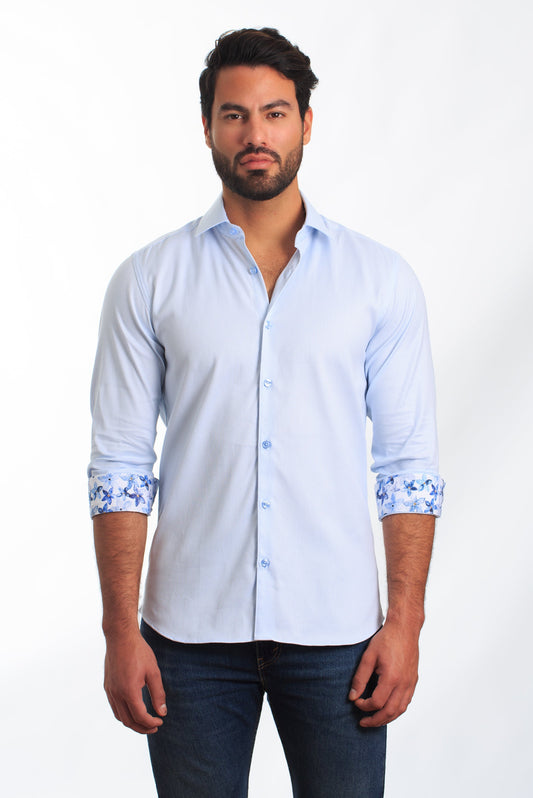 Light Blue Long Sleeve Shirt T-6875 Front