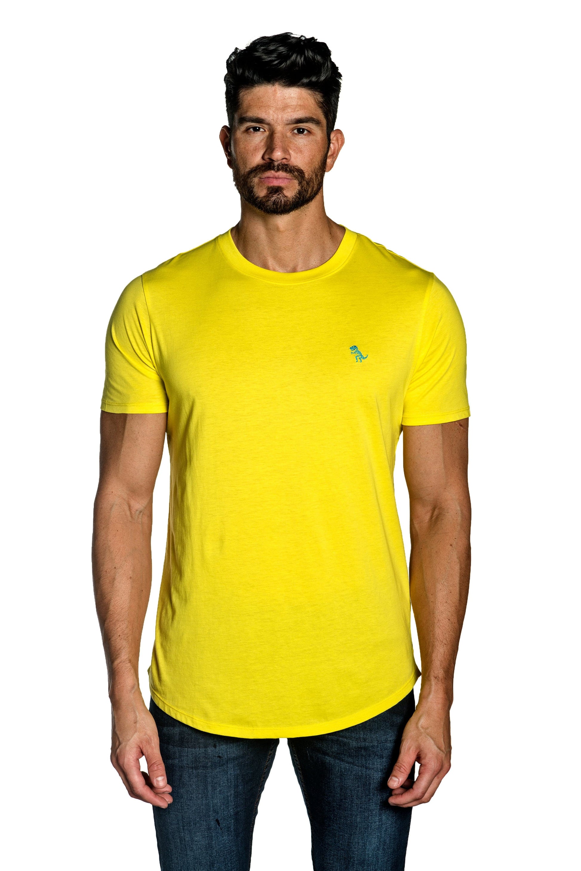 Yellow Mens Tee With Dinosaur Embroidery TEE-09.