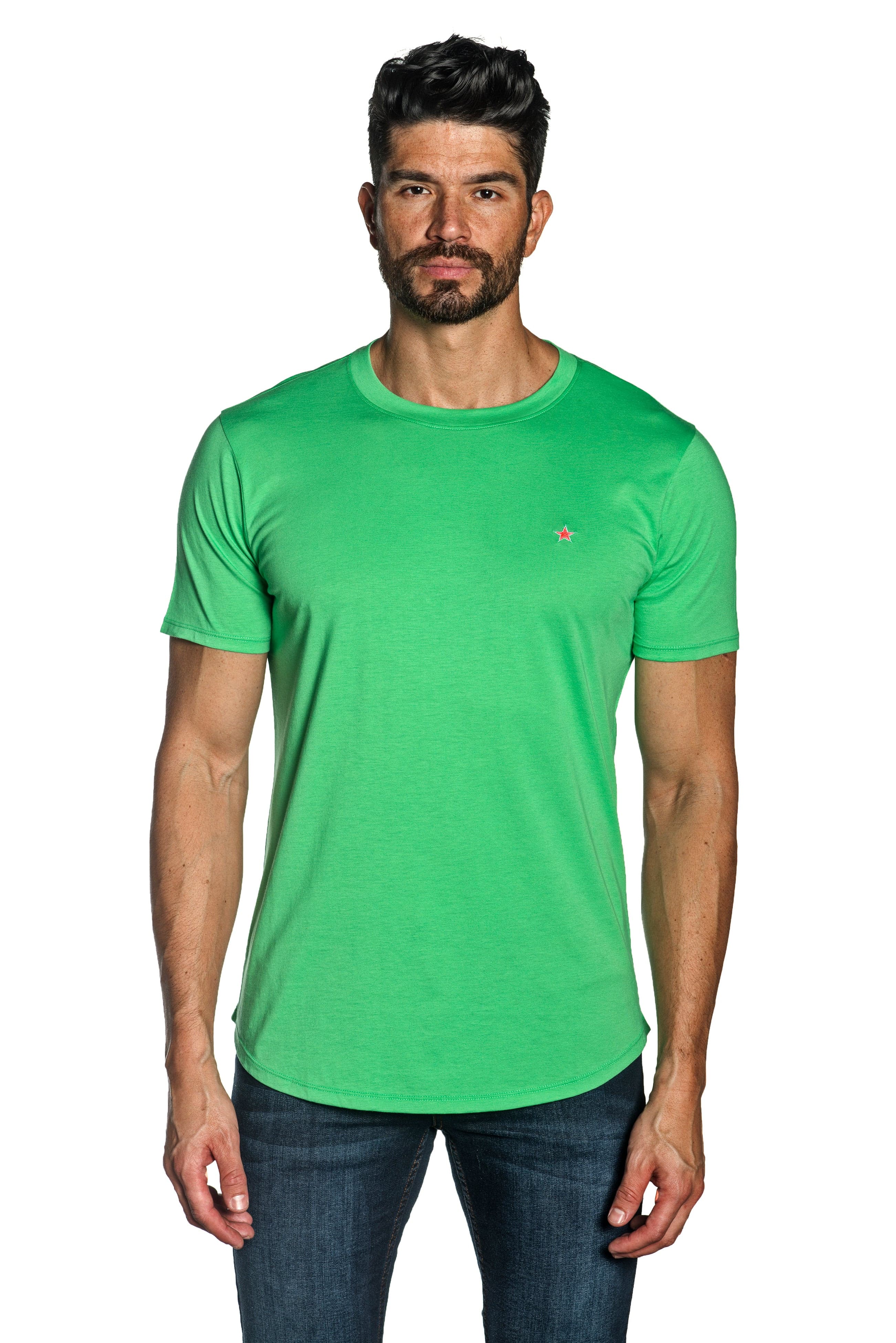 Green Mens Tee With Star Embroidery | Jared Lang