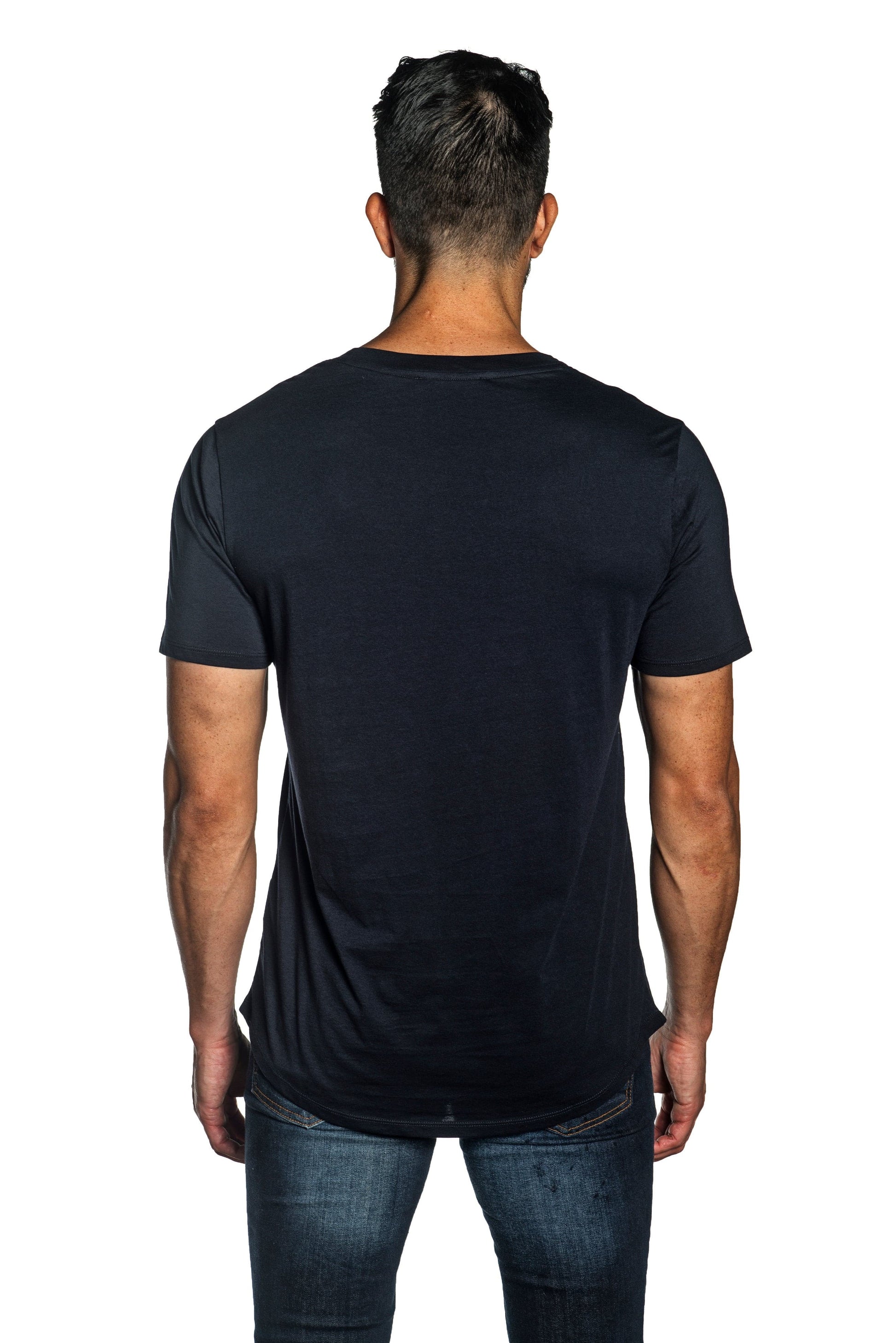Navy Blue Mens Tee With Star Embroidery TEE-26.