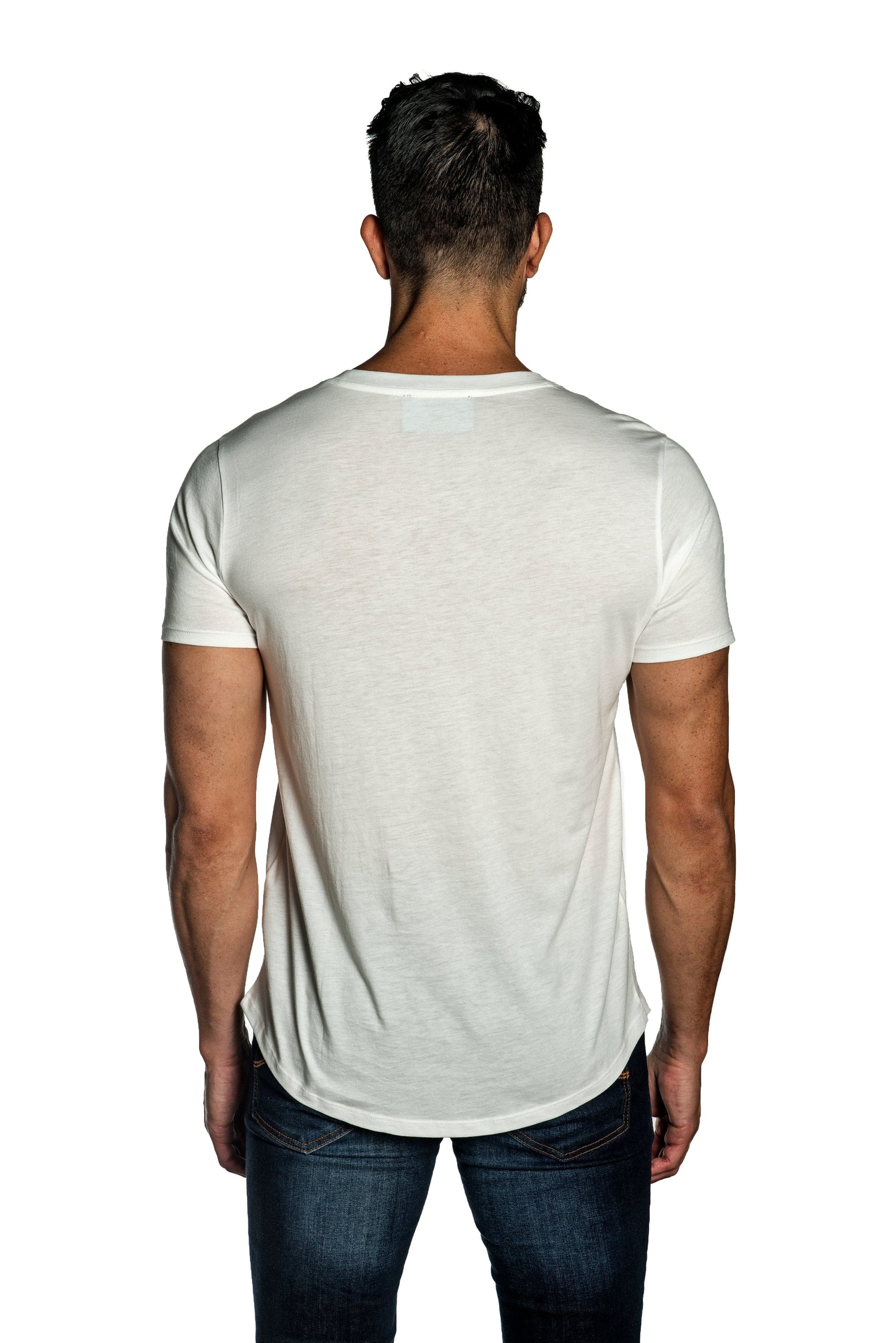 White Mens Tee With Star Embroidery TEE-27.