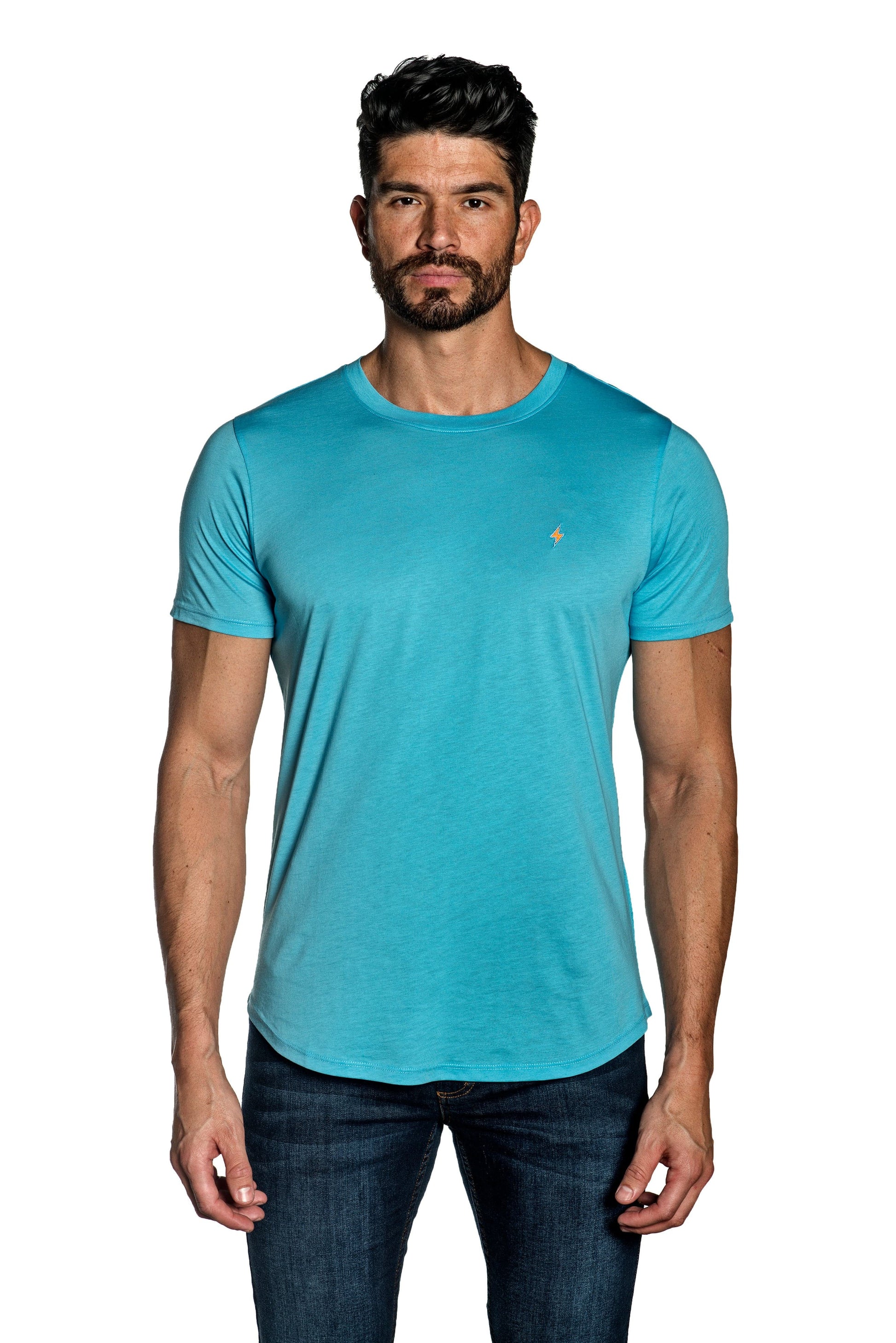 Turquoise Mens Tee With Lightning Embroidery TEE-32.
