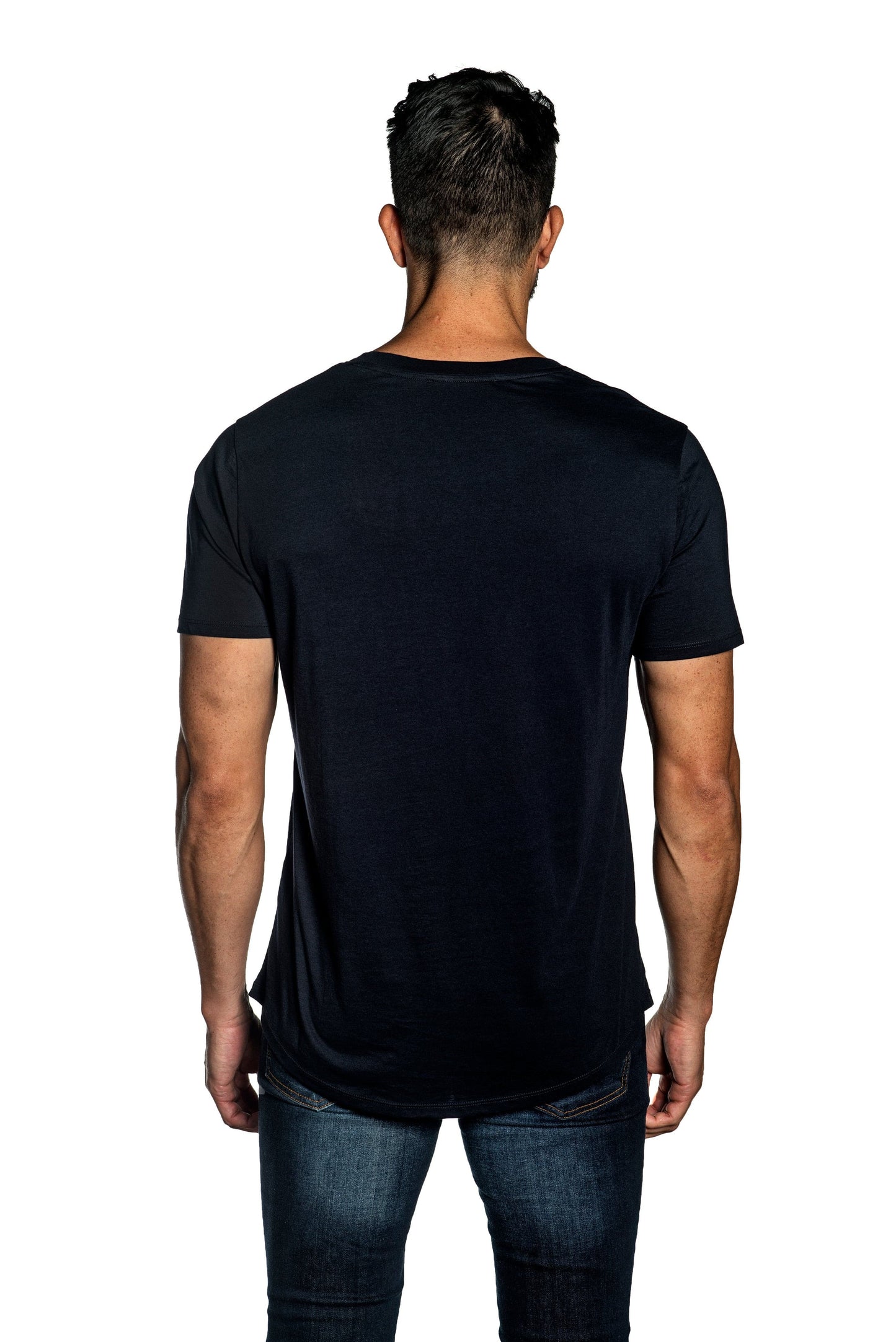 Navy Blue Mens Tee With Lightning Embroidery TEE-36.