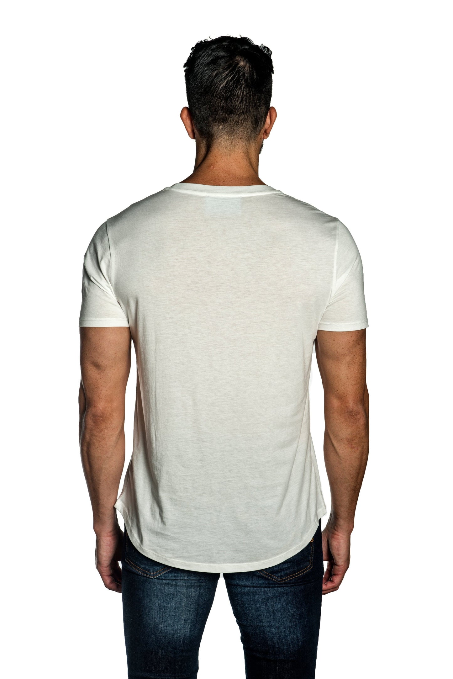 White Mens Tee With Lightning Embroidery TEE-37.
