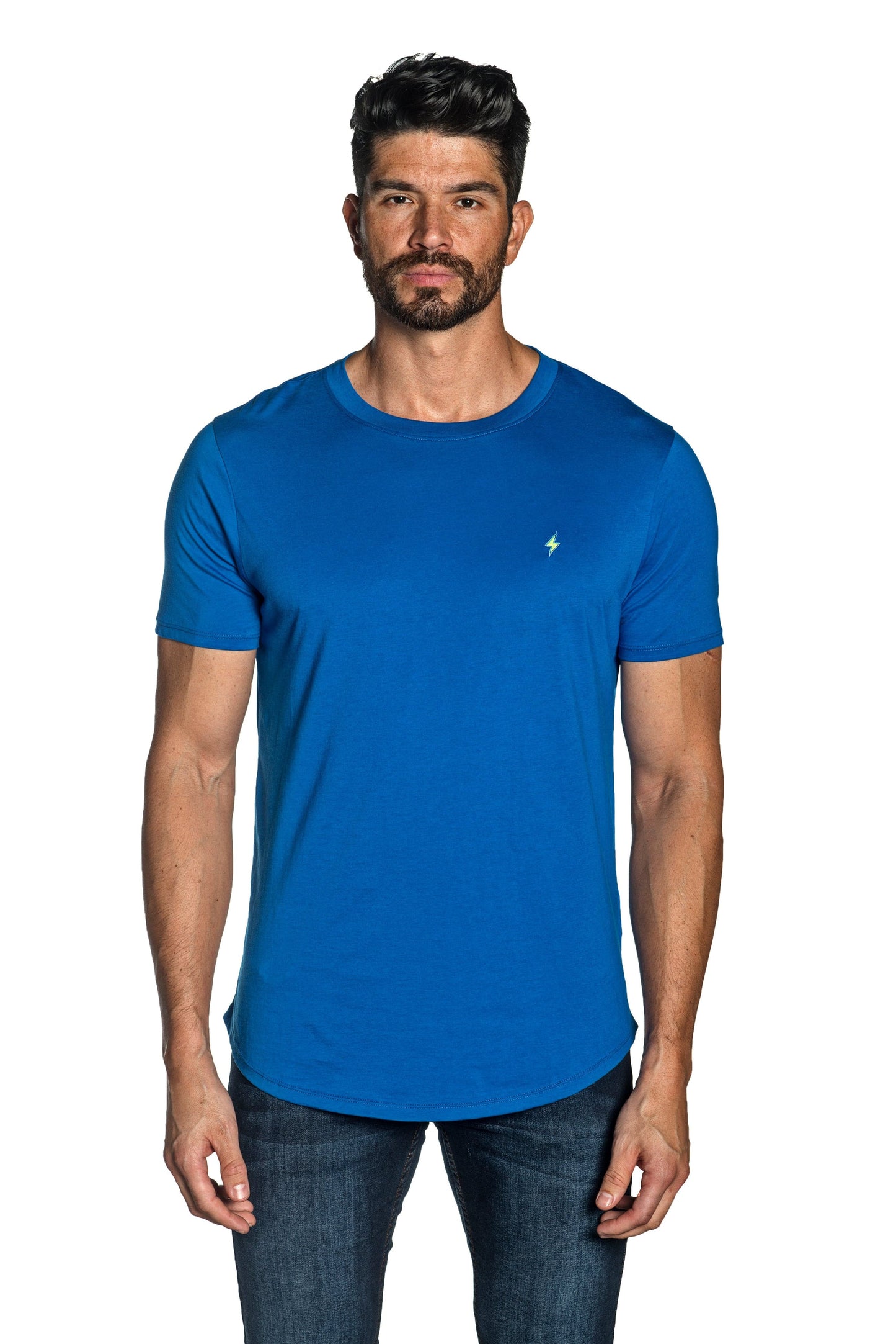 Blue Mens Tee With Lightning Embroidery TEE-38.