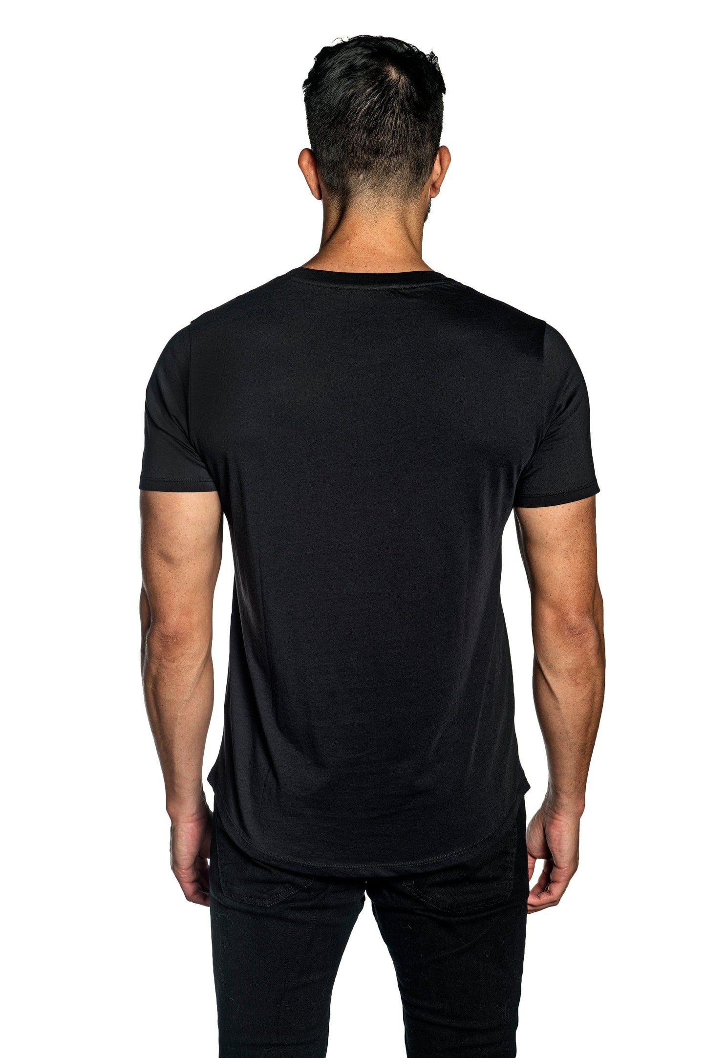 Black Mens T-Shirt With Lightning Embroidery TEE-39.