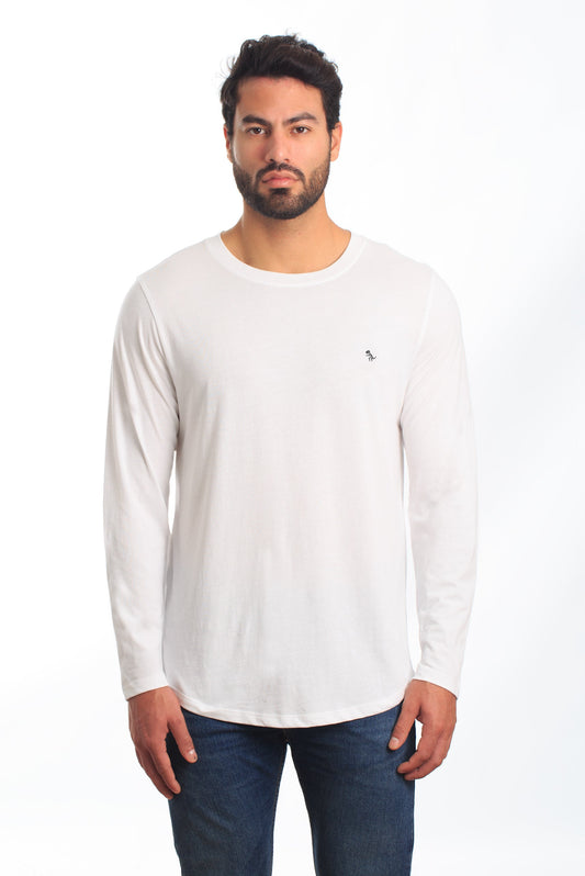 White Long Sleeve T-Shirt TEL-108 Front